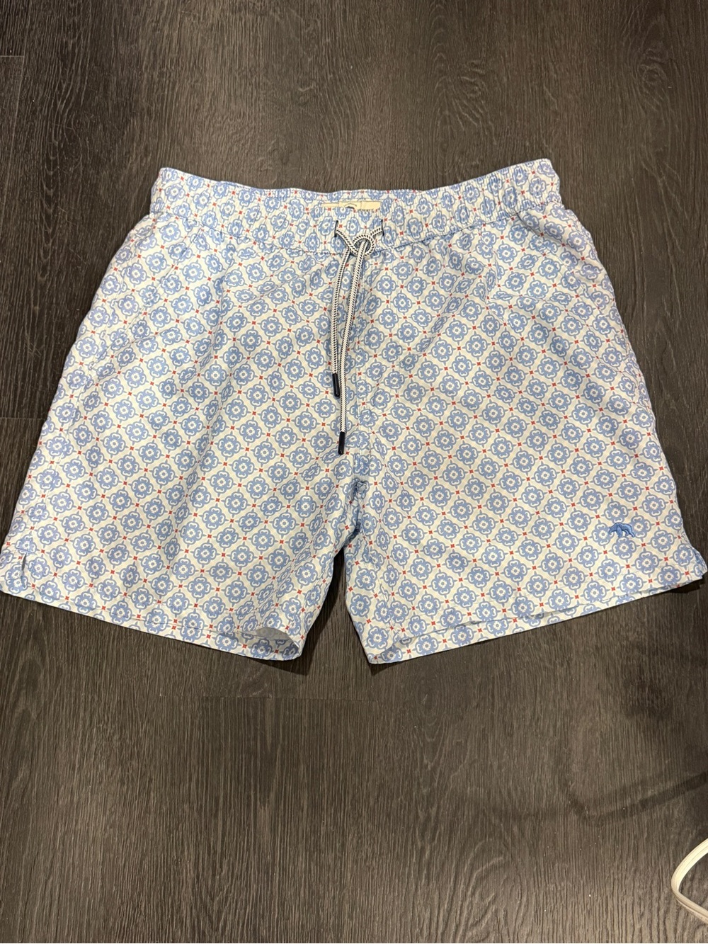 Onward Reserve Light Blue Patterned Men's Swim Trunks with Drawstring